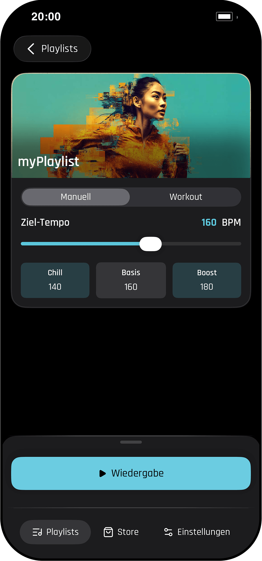 Beatrunner Pro App-Screenshot: Manual Tempo