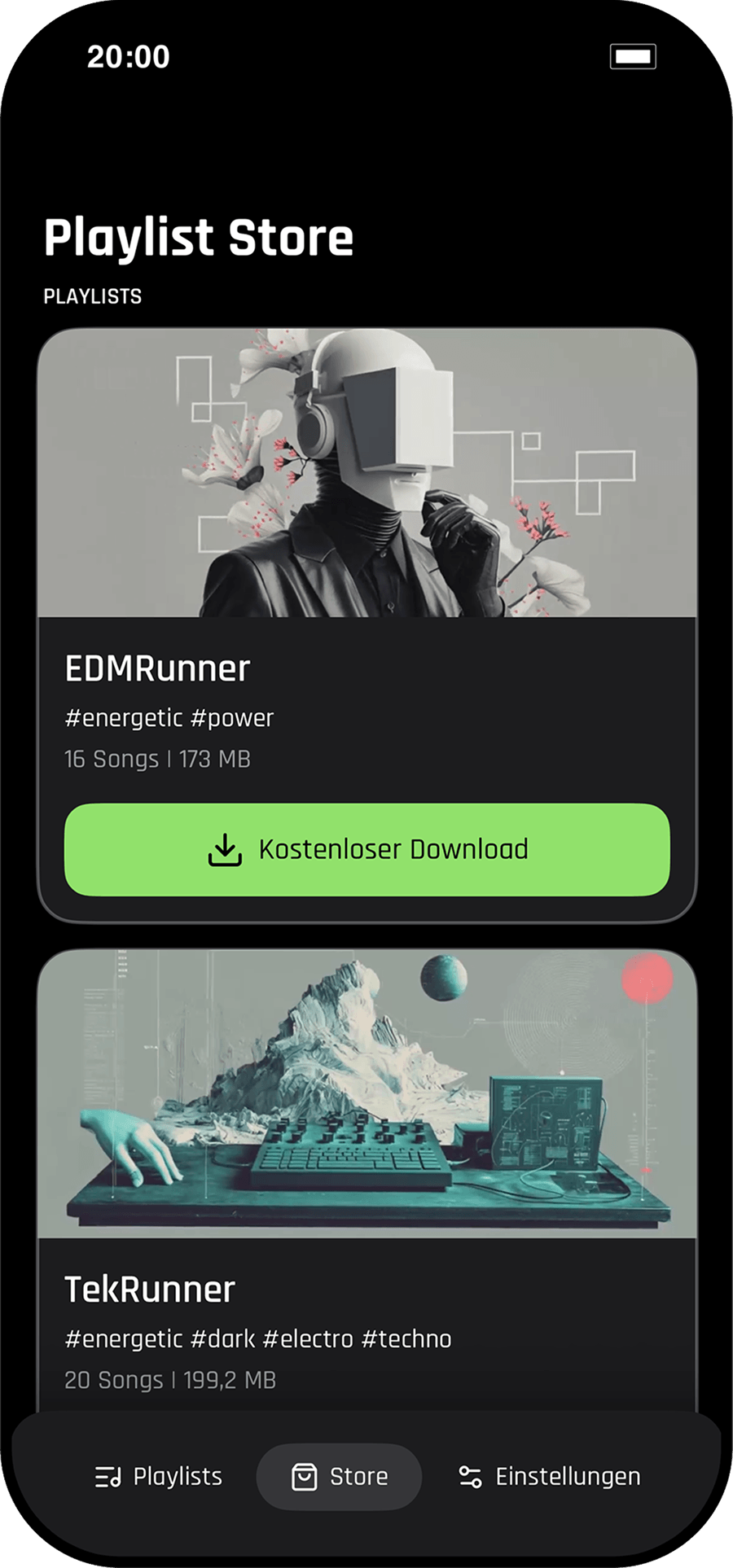 Beatrunner Pro App-Screenshot: Ready-to-Run Playlists