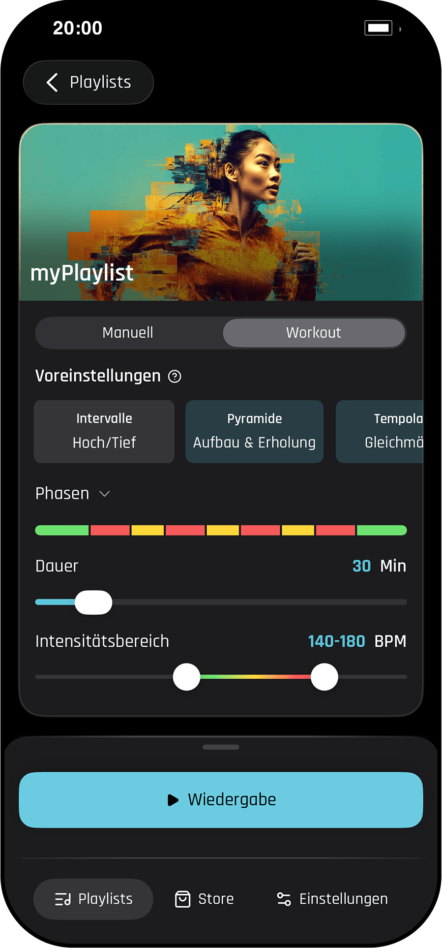 Beatrunner Pro App-Screenshot: Workout Mode
