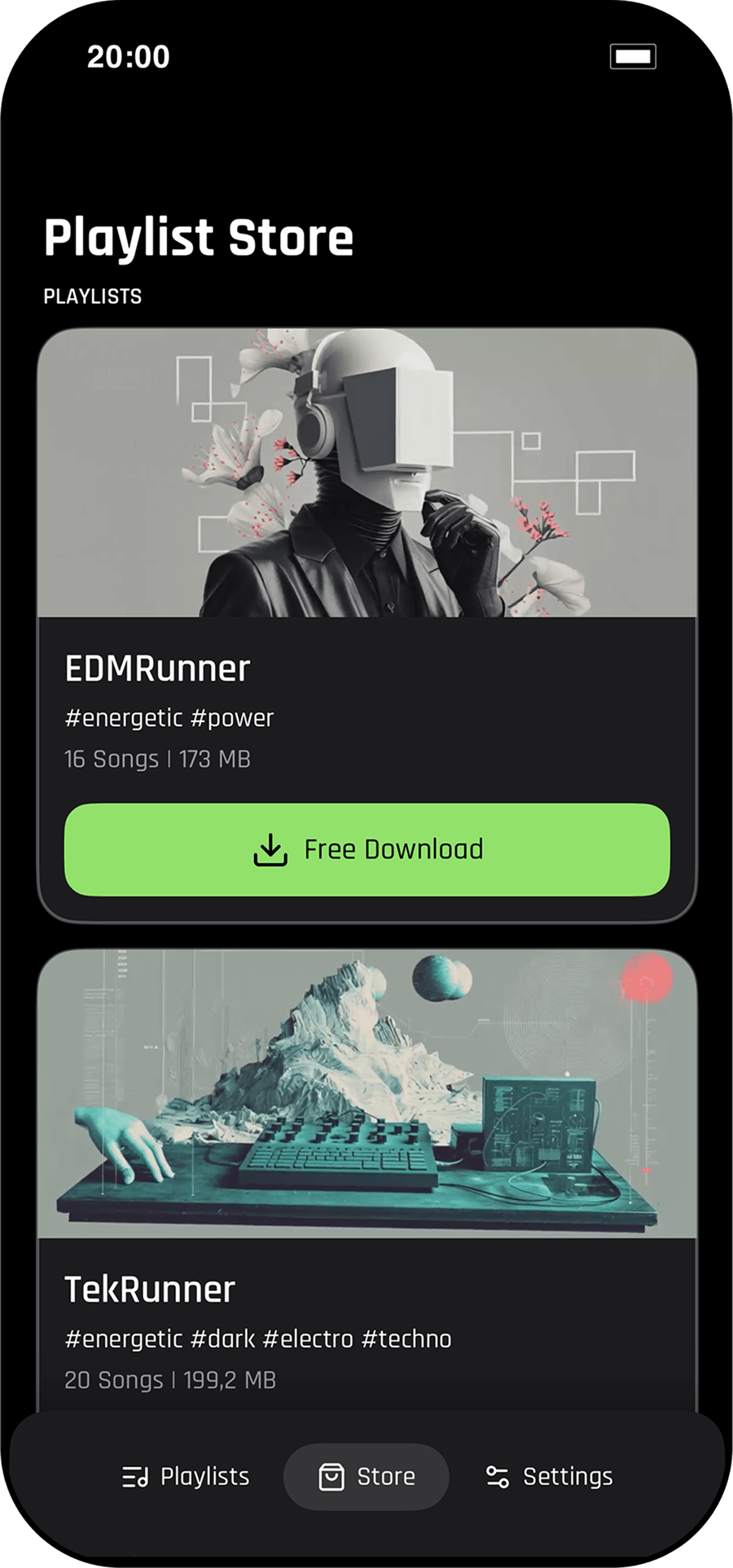 Beatrunner Pro app screenshot: Ready-to-Run Playlists