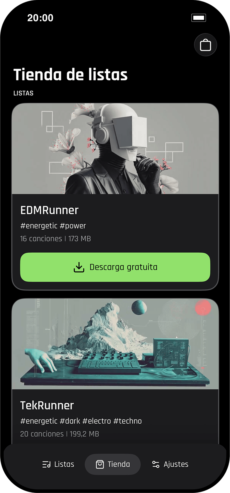 Captura de pantalla de Beatrunner Pro: Playlists listas para correr
