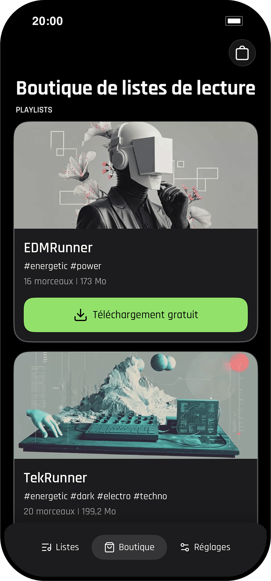 Capture d'écran Beatrunner Pro : Playlists prêtes à courir
