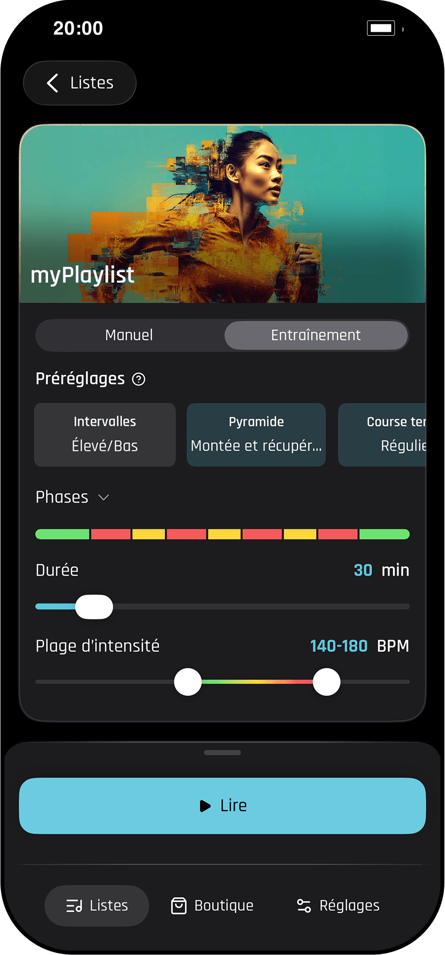 Capture d'écran Beatrunner Pro : Mode entraînement